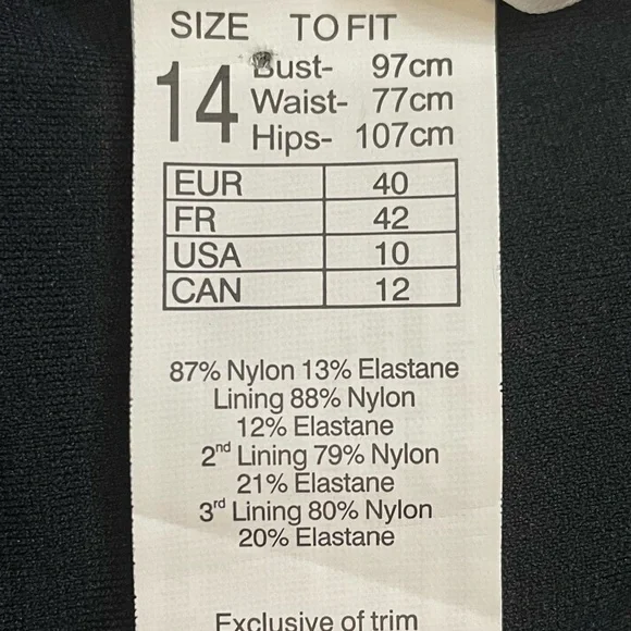 NWT! SEAFOLLY Black One Pice  Adjustable Straps Swimsuit SIZE 10 - Picture 10 of 10